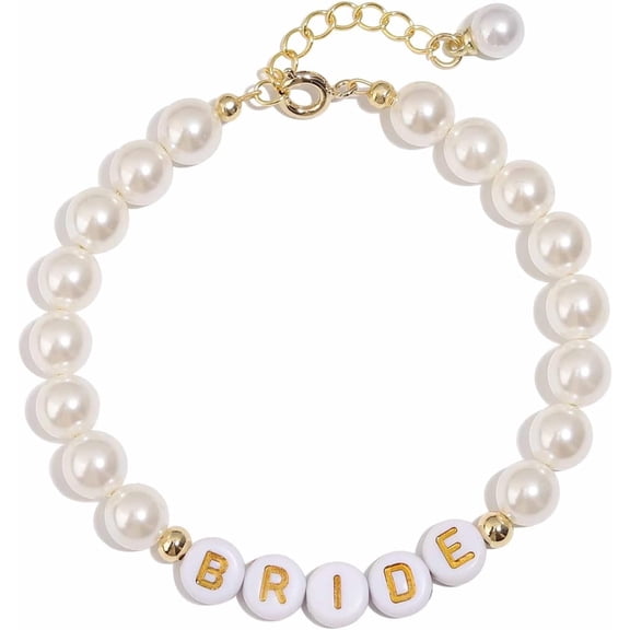 DESIGNICE Bride Gifts Bachelorette Gifts For Bride Bride To Be, Shell Pearl Beaded Bracelets For Wedding Day Party Decoration Bridesmaid Gift Bridal Shower Favor Jewelry Accessories
