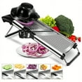thumbnail image 2 of Stainless Steel Vegetable Slicer with 5 Blades Adjustable Mandoline Slicer Professional Vegetable Onion  Grater Kitchen Accessories, 2 of 11