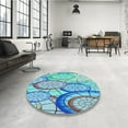 thumbnail image 3 of Ahgly Company Indoor Square Patterned Glacial Blue Ice Blue Area Rugs, 8' Square, 3 of 6