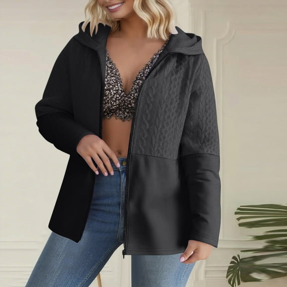 BSDJILFG Plus Size Jackets for Women Textured Ribbed Knit Shirt Full Zip Up Loose Fit Fall Winter Trendy Outerwear,XL-5XL