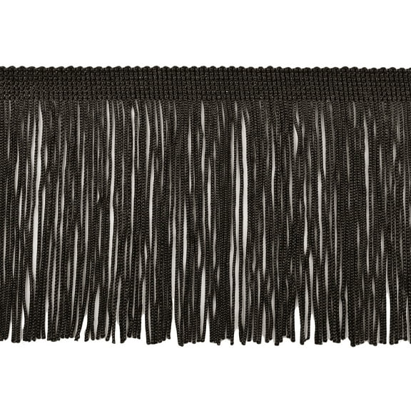 4" (10cm) Chainette Fringe Trim # CF04,, Pure Black #K9 (Jet Black) Sold By The Yard (36"/3 ft/0.9m)