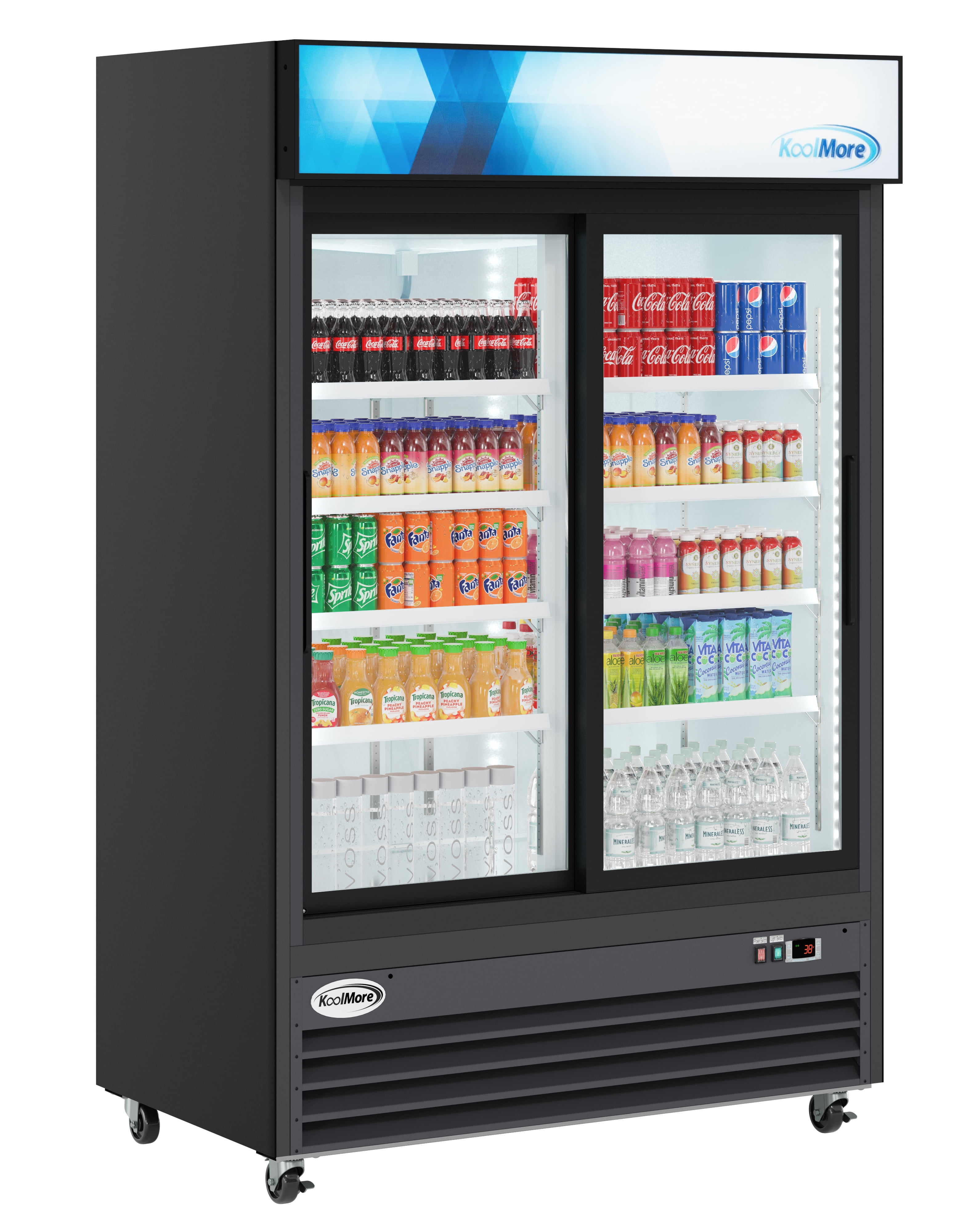 KoolMore 53 in. Commercial Two-Glass-Door Display Refrigerator Merchandiser with LED Lighting - 45 Cu. ft.