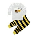 thumbnail image 5 of WIBACKER Cotton Pajamas for 2-7T Kids Girls Cartoon Bee Long Sleeve Tops and Pants Set Sleepwear, 5 of 6