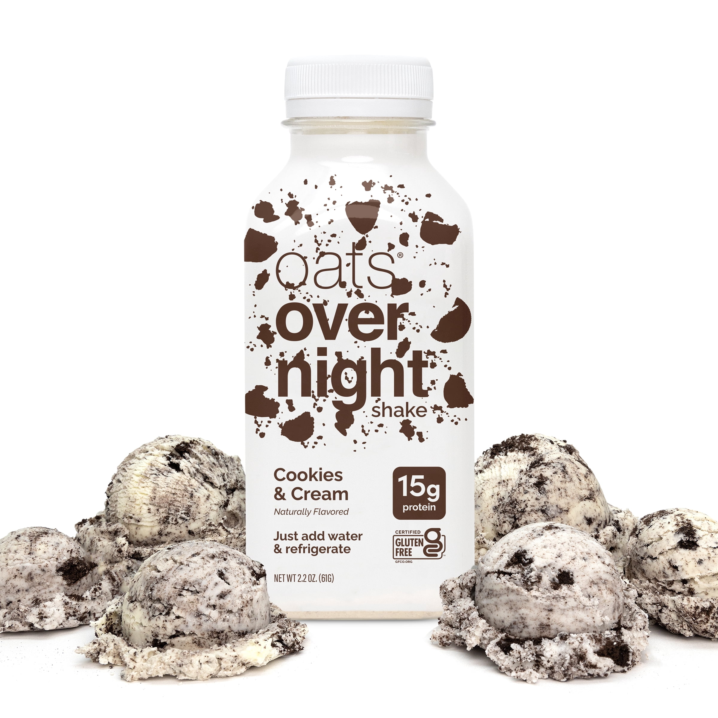 (10 pack) Oats Overnight Cookies & Cream Protein Overnight Oatmeal Shake, 2.2 oz, 1 Count
