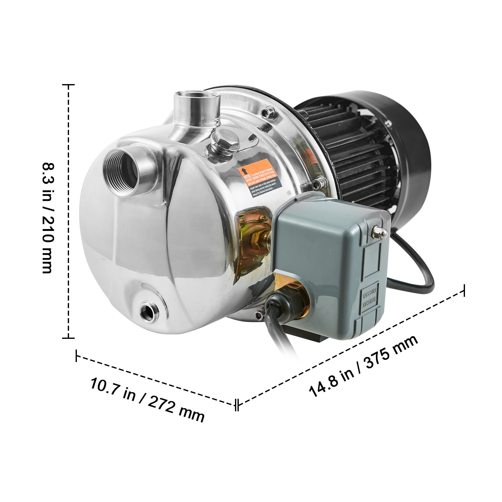 KFFKFF Shallow Well Jet Water Pump 3/4HP 18.5 GPM Irrigation 131 FT Head SUS304