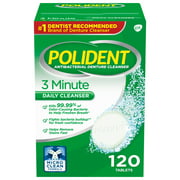Polident 3 Minute Antibacterial Denture Cleanser Tablets, Triple Mint, 120 Count