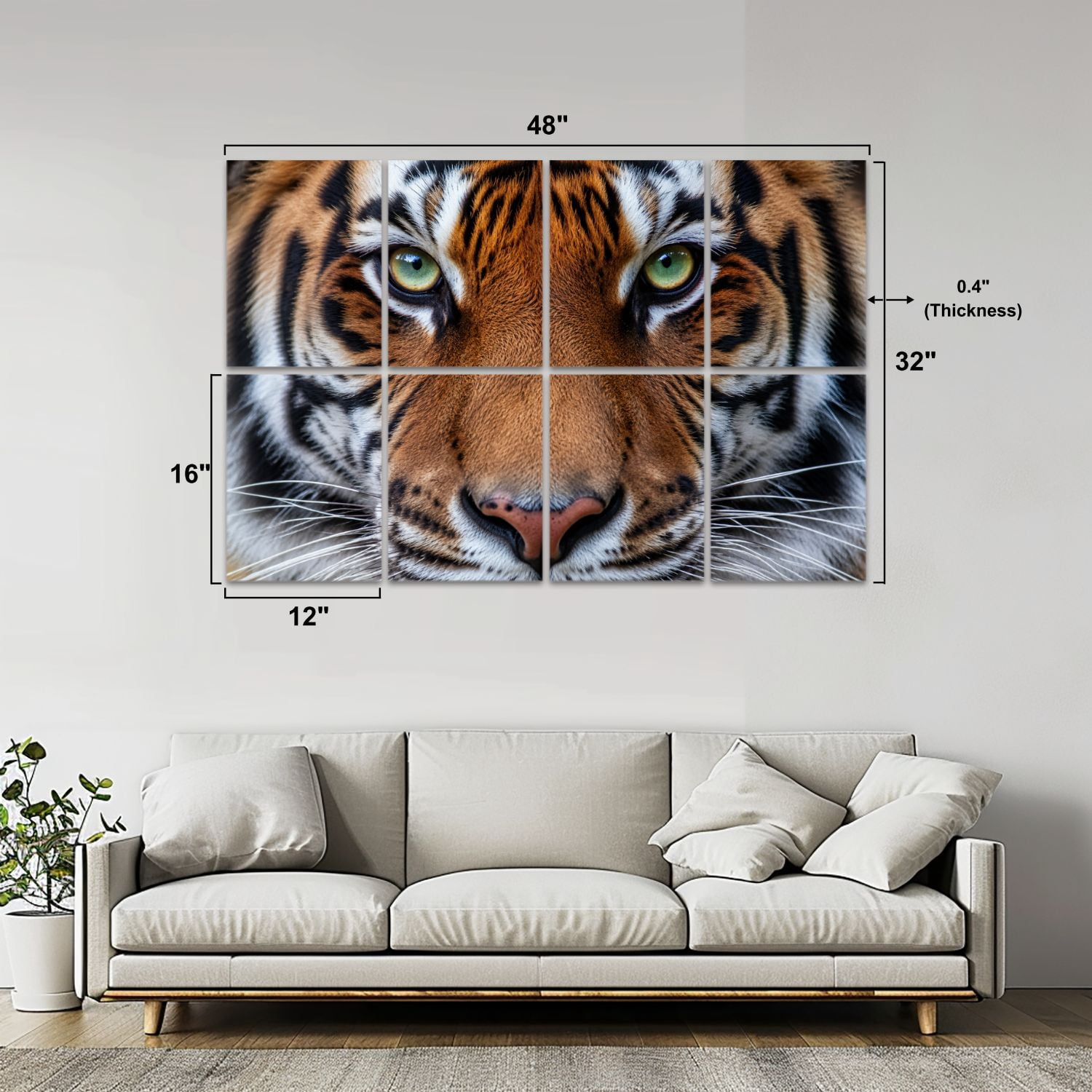 8 Pack Art Acoustic Panels Sound Absorbing eyes tiger Decorative Soundproof Wall Panels Self Adhesive for Nursery Game Room Bedroom 48"x32"