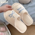 thumbnail image 3 of ZELAND Women's Ins-Style Plush Slide Slippers - Trendy English Lettering Faux Fur House Shoes, Soft Flat Sole Indoor Floor Mules, Lightweight Autumn Winter Warm Bedroom Slides for Ladies & Teens, 3 of 7