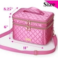 thumbnail image 6 of Makeup Bag Cosmetic Bag Large Toiletry Bag Double Layer with Strap for Women with Adjustable Dividers Pink, 6 of 6