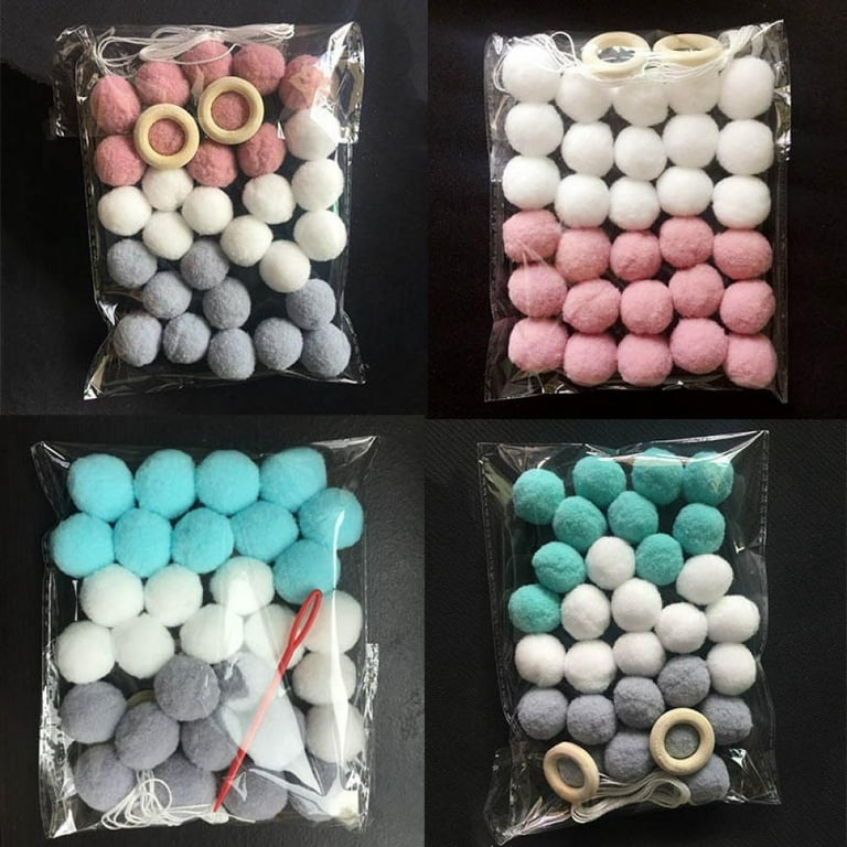 30Pcs Felt Balls String Nursery Garland Pom Poms Home Room Decor DIY
