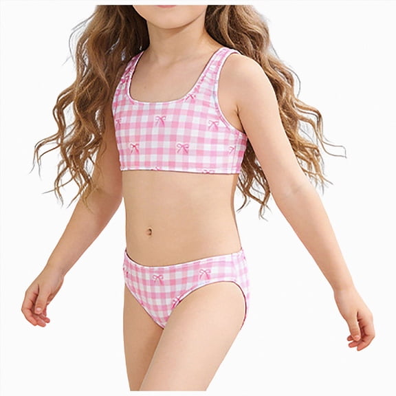Ymyiu Girls Bikini Swimsuit Newborn Baby Girl Two Piece Swimsuit Swim Top and Bottom Tankini Bikini Set Infant Bathing Suit Girl Size 11-12 Years (Pink,11-12 Years)