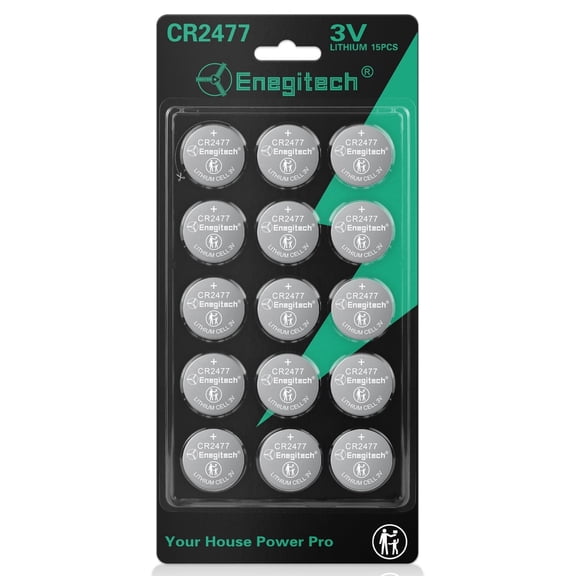 CR2477 Lithium Coin Battery, 3V Button Cell​​ for Wall Clocks, Hygrometers, Electronic Scales, Small Electronic Devices(15 Pack)