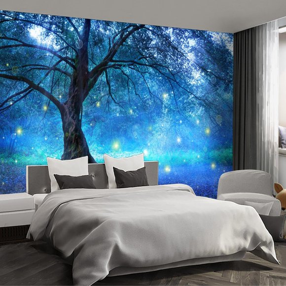 Fightal - Nature Forêt Arbre Murale Paysage Forestier Arrière-Plans Chalet Jungle Papier Peint Très Grand Murales pour Chambre Salon Ne Pas Peler et Coller
