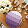 thumbnail image 2 of Purple Ombre Round 15 Inch Placemats Set of 8, Farmhouse Vintage Wooden Striped HeatResistant Non Slip Place Mats for Dining Table, Wipeable Braided Kitchen Table Mats for Housewarming, 2 of 9