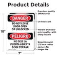 thumbnail image 2 of (2 Pack) Do Not Leave Door Open Or Unlocked Bilingual OSHA Danger Sign, 2 of 7