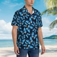 thumbnail image 5 of Xecao Blue Butterfly print Hawaiian shirt - a stylish short-sleeve button-down for men, perfect for casual beach and tropical outings., 5 of 9