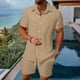 thumbnail image 1 of Ceisia Men's Loose Fit Casual 2-Piece Set Short Sleeve Button-Down Shirt with Elastic Waist Drawstring Shorts Gifts, 1 of 9