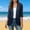 Navy, variant on Women Solid 3/4 Sleeve Thin Duster Coat in Airy Fabric for All Season Daily Casual Outer Wear