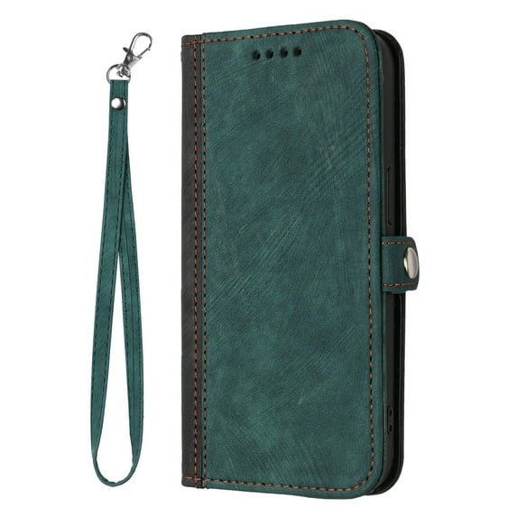 Jiahe Cover Wallet Case for iPhone 14 Pro Max, Wrist Strap Magnetic Shockproof Synthetic Leather Stand Cover with TPU Inner Shell,Card Holder Compatible with iPhone 14 Pro Max, Darkgreen