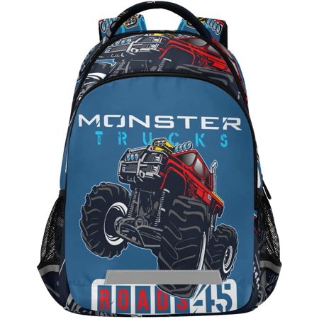 Cartoon Monster Truck Backpacks Red Big Wheels Car Lightweight Bookbag Laptop Notebook Casual Daypack for Travel Camping Hiking