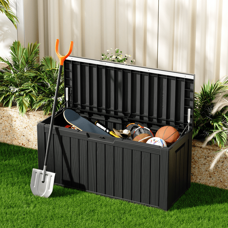 80 Gallon Resin Deck Box,Patio Large Storage Cabinet,Outdoor Waterproof Storage Chest,Storage Container for Outside Furniture Cushions,Garden Tools