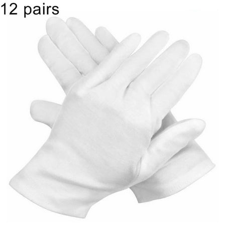 

Manshan White Gloves 12 Pairs Cotton Breathable Work Jewelry Inspection Etiquette Gloves Protector