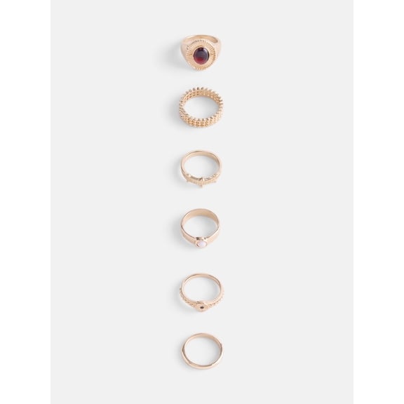 Scenario Women's Gold Tone Rings, 6-Piece Set