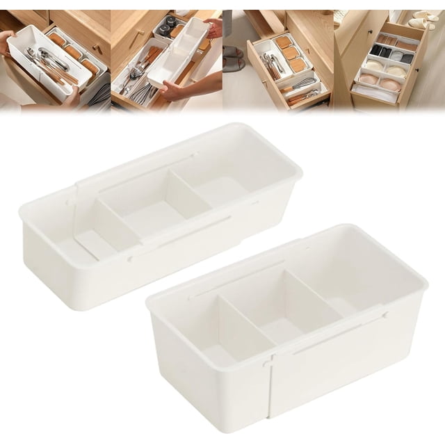Organizadores de cajones de almacenamiento expandibles, organizador de cajones multifuncional ajustable con compartimento deslizante, bandejas de almacenamiento de cocina con divisores, adecuados para