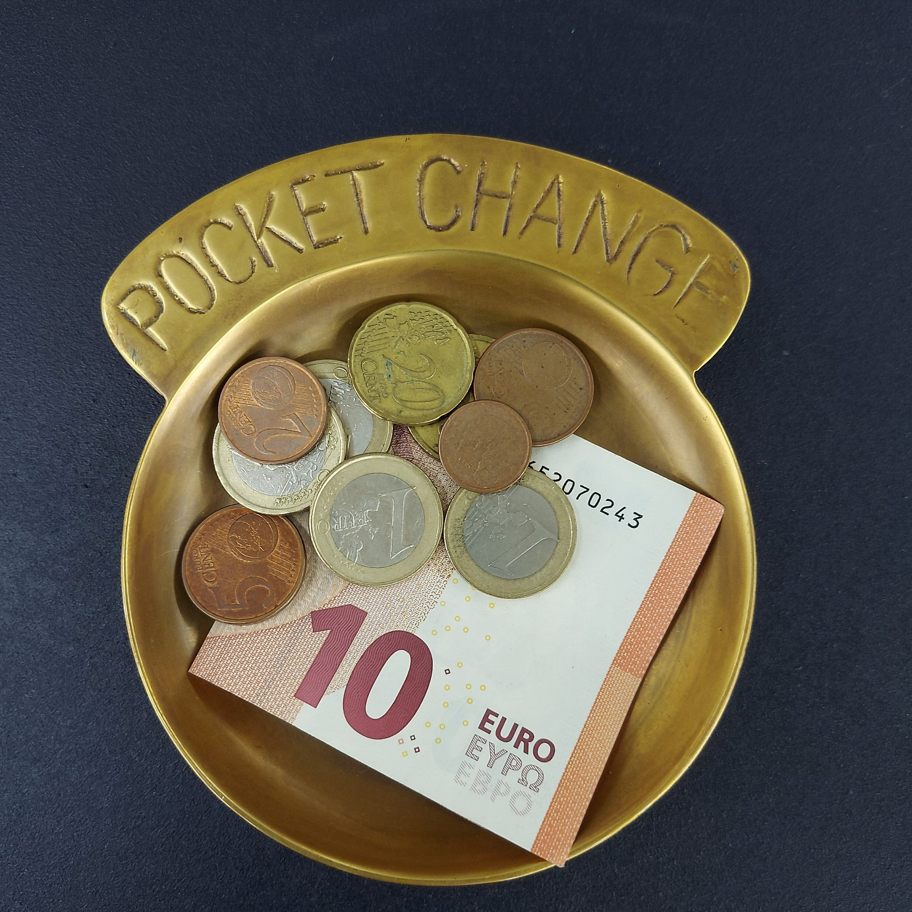 Brass Pocket Change Collectable Dish / Brass Retro Style Coin Holder / Jewelry Tray