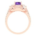 thumbnail image 4 of 1.8 ct Brilliant Round Cut Natural Amethyst 14K Rose Gold Halo Solitaire with Accents Engagement Bridal Wedding Ring Band Set size 9.25, 4 of 7