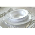 thumbnail image 4 of " OCCASIONS " 120 Plates Pack,(60 Guests) Heavyweight Premium Wedding Party Disposable Plastic Plates Set -60 x 10.25'' Dinner + 60 x 7.5'' Salad / Dessert (Rochelle White and Silver), 4 of 5