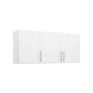 Prepac Elite 54" W Wall Cabinet with Panel Doors, White Storage Cabinet, Bathroom Cabinet, Pantry Cabinet with with 1 Adjustable Shelf 12.75" D x 54" W x 24" H, WSUR-1004-1