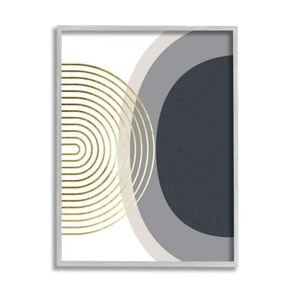 Stupell Industries Simple Cool Modern Abstract Shapes Circles Spirals Motif Graphic Art Black Framed Art Print Wall Art, 11x14, by Urban Epiphany