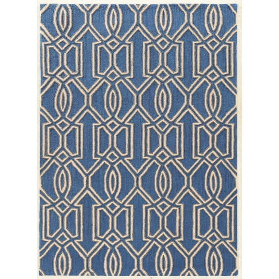 Linon Trio Sariay Hand Tufted Polyester 5'x7' Rug in Blue