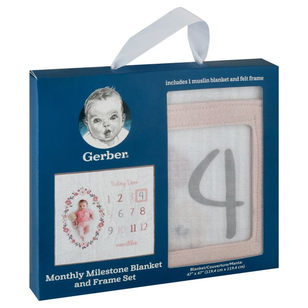 Gerber Baby Girl Milestone Blanket Frame Set 2 Piece