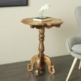 thumbnail image 2 of DecMode 24" x 31" Brown Mango Wood Turned Accent Table with Scrolled Legs and Cutout Tabletop, 1-Piece, 2 of 9