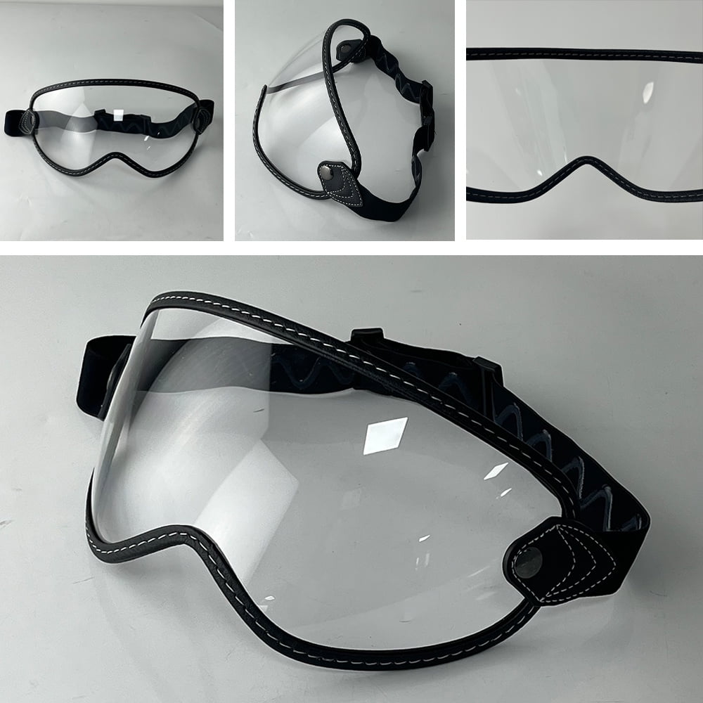 Retro Bubble Visor Helmet Shield Vintage Elastic Band Open Face Full-Face Motorcycle Accessories