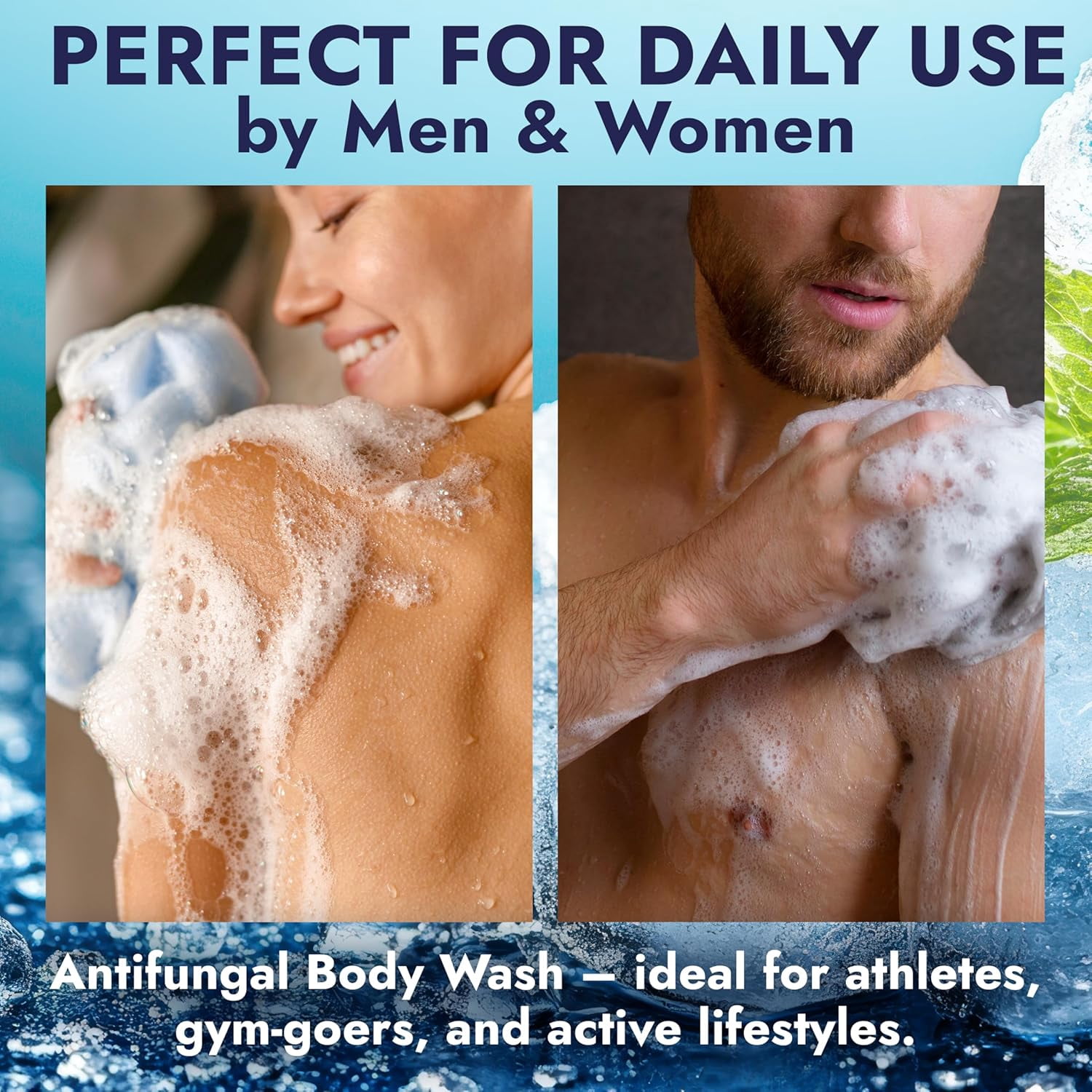 Antifungal Body Wash | Antifungal Soap with 1% Tolnaftate | Medicated Jock Itch Treatment for Ringworm & Athlete’s Foot | Cooling Effect Menthol Body Wash | Includes Scrubber 16.9 Fl oz