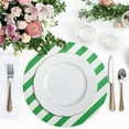 thumbnail image 4 of Ryvnso Green Stripe Round Plate Mats Dining Table Placemat Set of 4 for Holiday Decoration, 4 of 7