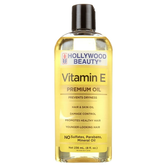 Hollywood Beauty Vitamin E Oil for Hair, Scalp, and Skin Oil, 8 fl oz, Dry Skin, Moisturizing
