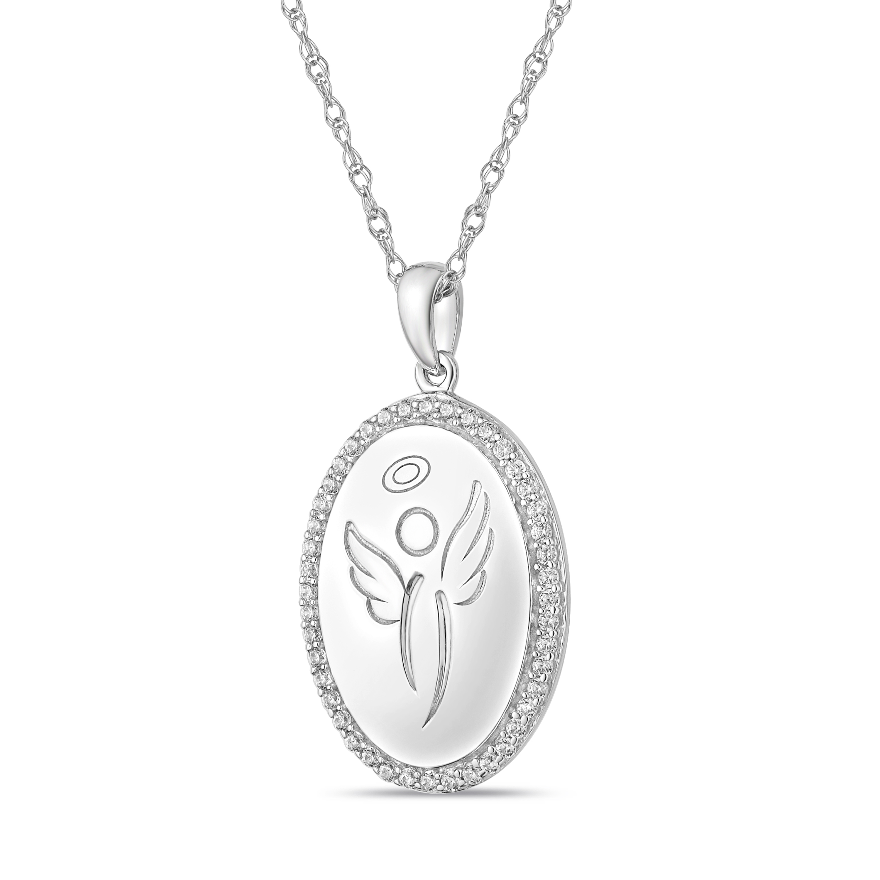 Jay Heart Designs 925 Sterling Silver Simulated White Diamond Pendant with 18" Chain