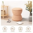 thumbnail image 4 of Round Ottoman with Storage, Swivel Boucle Ottoman Vanity Stool, Upholstered Footstool with Storage Removable Lid, Modern Round Footrest Coffee Table for Living Room, Dorm, Makeup Room, Coral, 4 of 8
