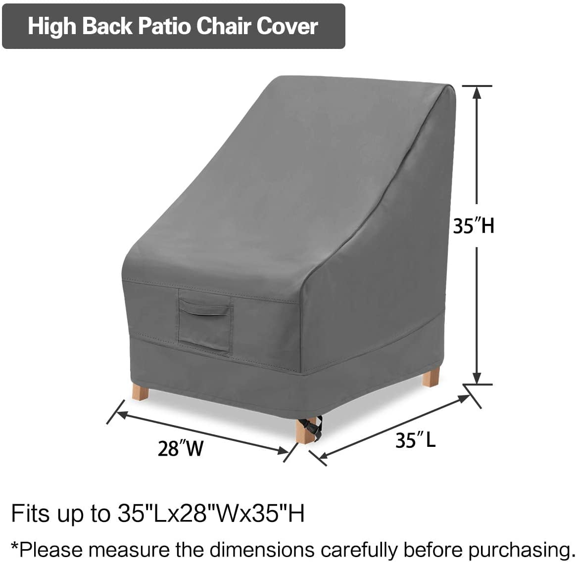 2 Pack 600D Heavy Duty Waterproof High Back Patio Chair Covers Outdoor Lawn Garden Furniture Protector 35"L x 28"W x 35"H