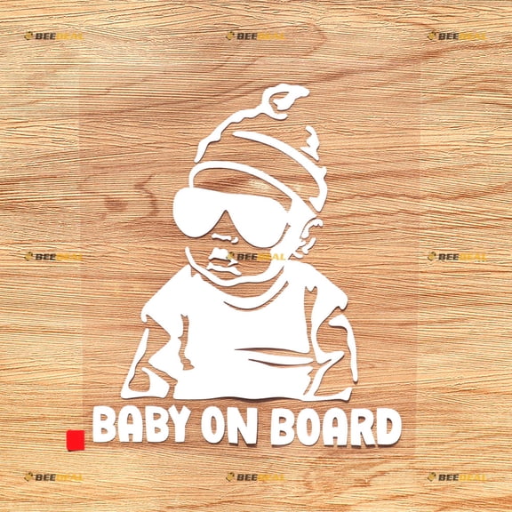 Baby On Board Carlos Hangover Car Truck Bumper Sticker Decal Vinyl - White 7 Inches - No Background Die Cut