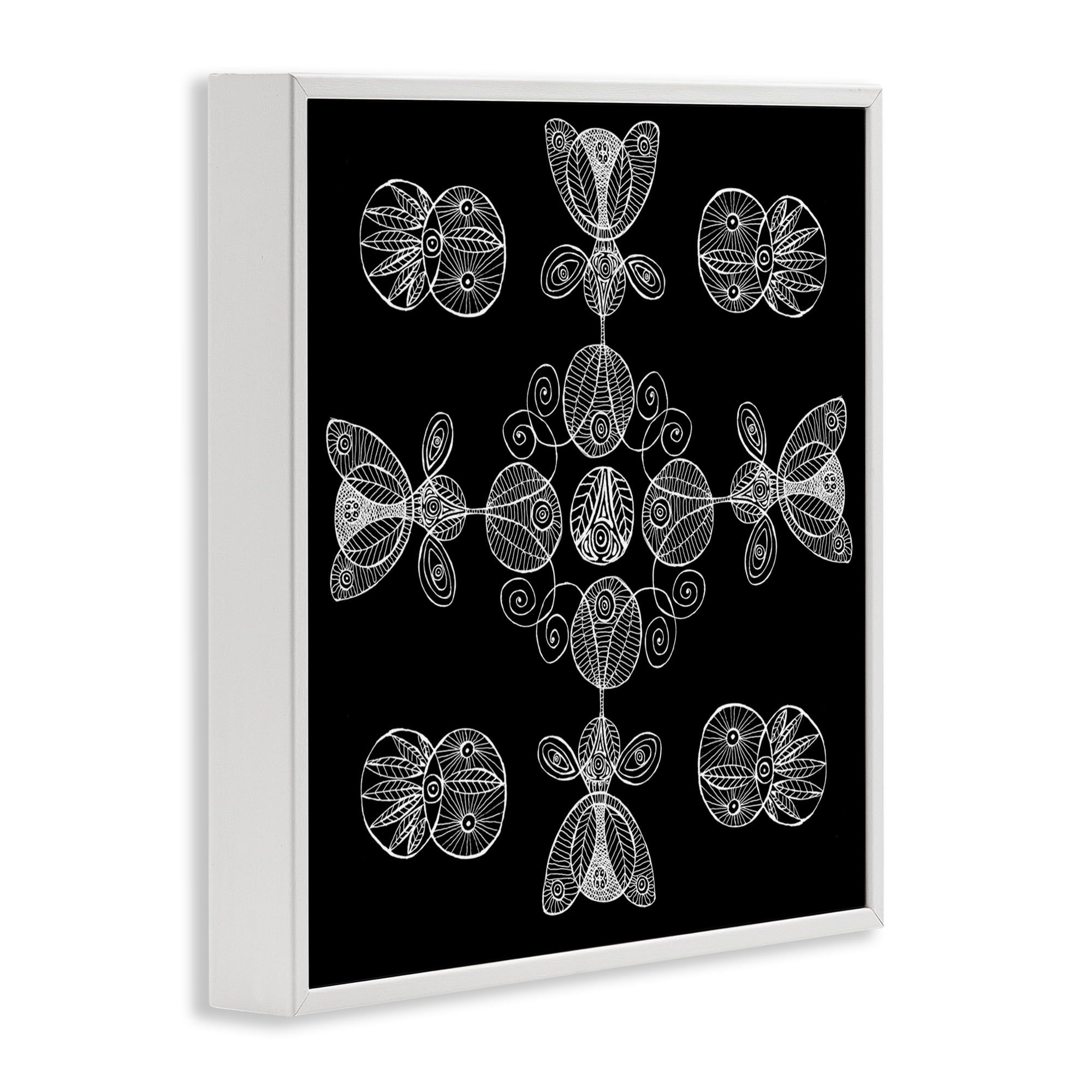 Stupell Industries Black & White Elemental Fractals White Framed Giclee Art, design by El Perkin