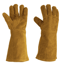 16" Yellow Leather Welding Gloves (2-Pack) - Heat & Flame Resistant Cowhide for BBQ & Heavy Duty Work, Size Large