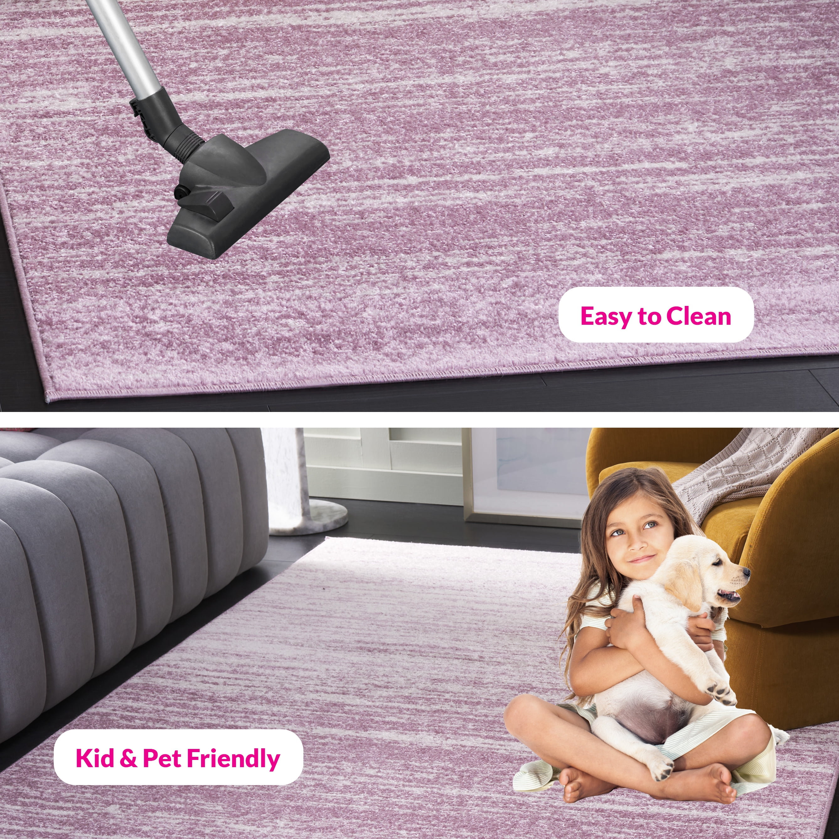 SAFAVIEH Adirondack Esmond Striped Area Rug, Cream/Purple, 9' x 12' - Large - Modern Design, Cream & Purple, Ideal for Living Room, Bedroom, Dining Space