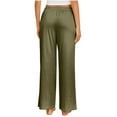 thumbnail image 4 of SELONE Green Womens Wide Leg Trousers Plus Size Mid Waist Lounge Pants Wide Leg Cropped Trouser Pants Loose Casual Long Beach Pants Pull on Solid Lightweight Comfy 4XL Tall Breathable Summer Clothes, 4 of 7