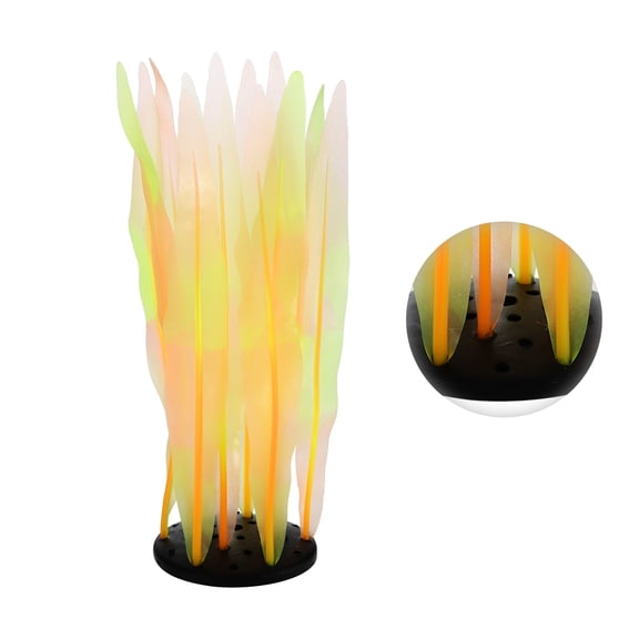 Vocoste Soft Silicone Glowing Aquatic Artificial Seaweed Aquarium Kelp for Fish Tank Decoration Orange