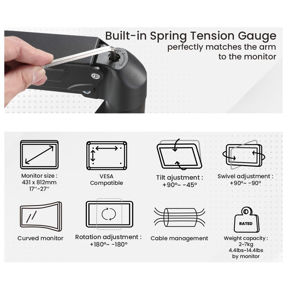 IntekView Support Double Moniteur avec Ressort à Gaz